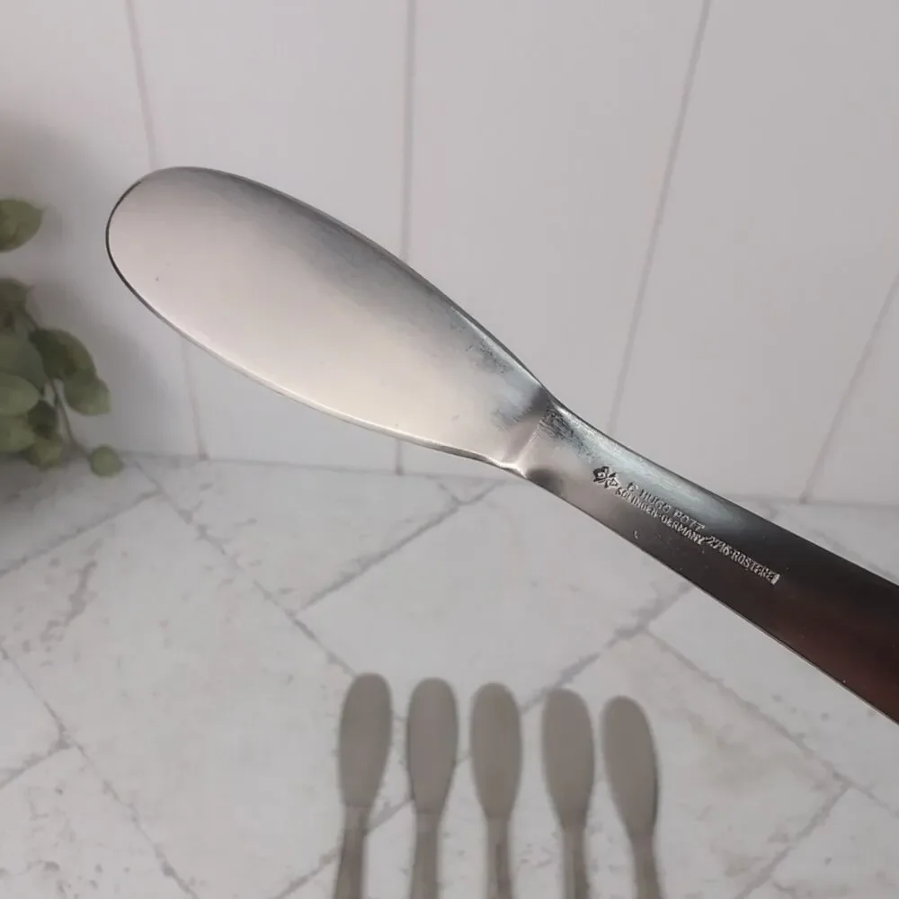 Hugo Pott 2716 Pott 16 Flat Handle Butter Spreader Stainless Rostfrei Set of 6